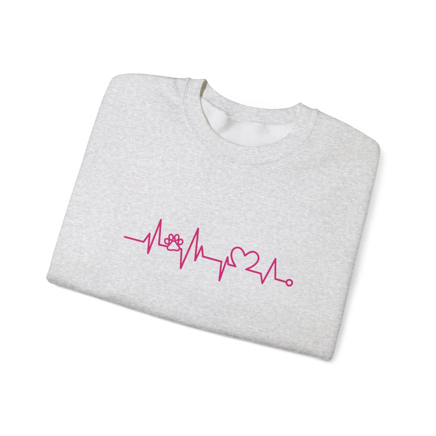 Dog Lover Heart Beat Paw Sweatshirt - Customizable Unisex Crewneck