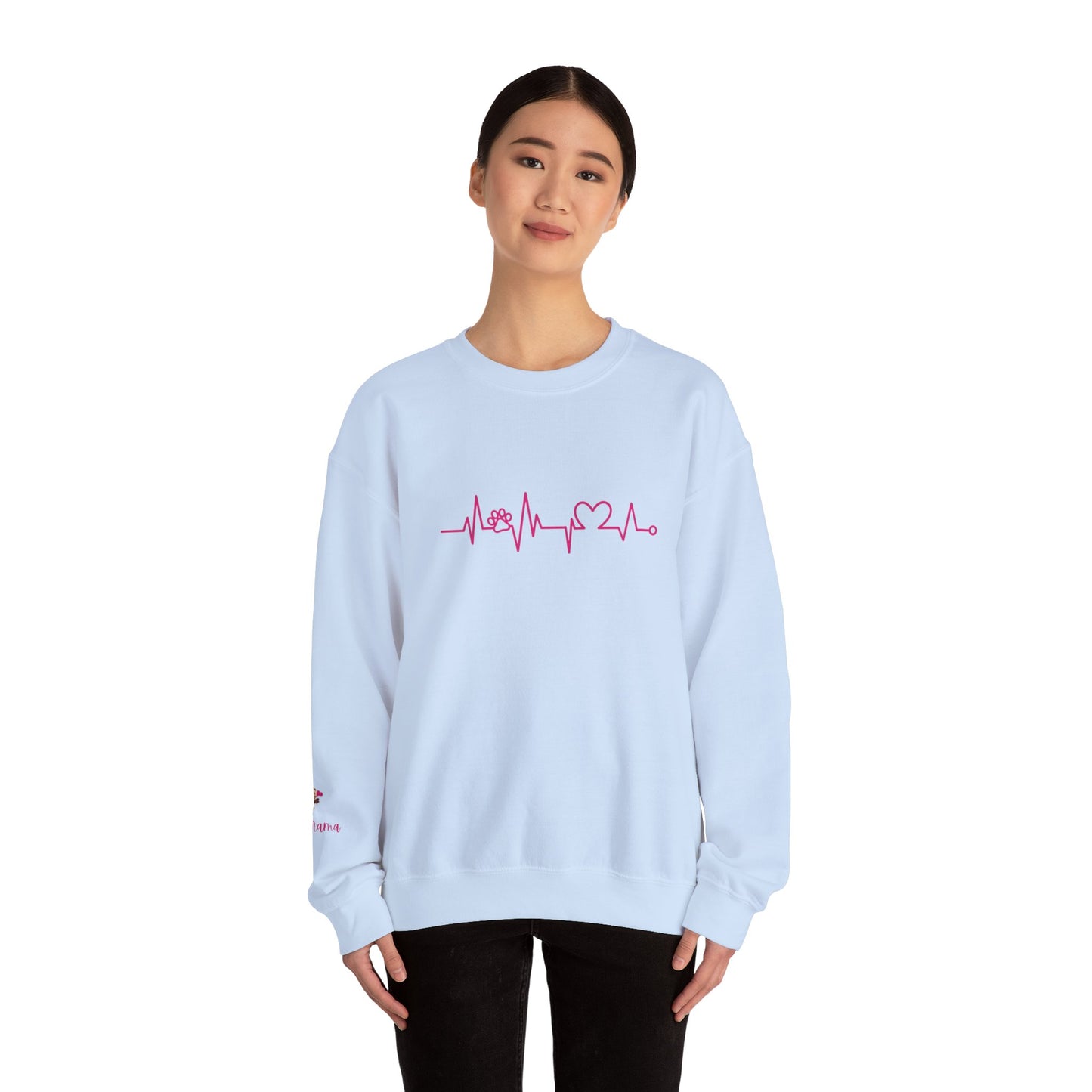 Dog Lover Heart Beat Paw Sweatshirt - Customizable Unisex Crewneck