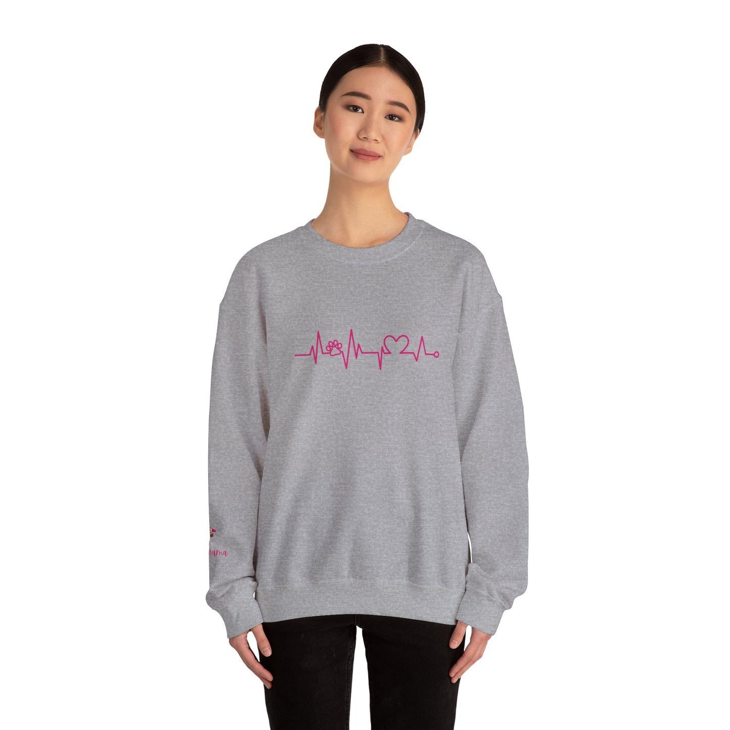 Dog Lover Heart Beat Paw Sweatshirt - Customizable Unisex Crewneck