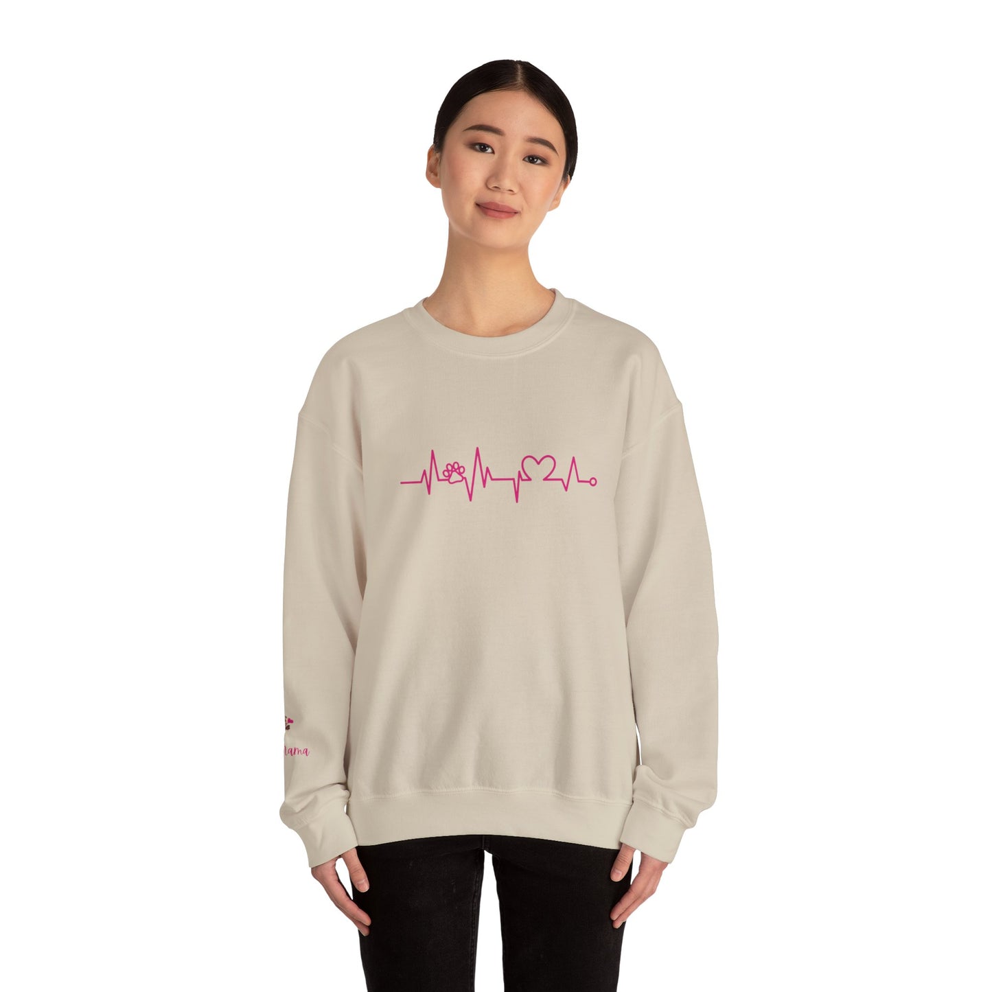 Dog Lover Heart Beat Paw Sweatshirt - Customizable Unisex Crewneck