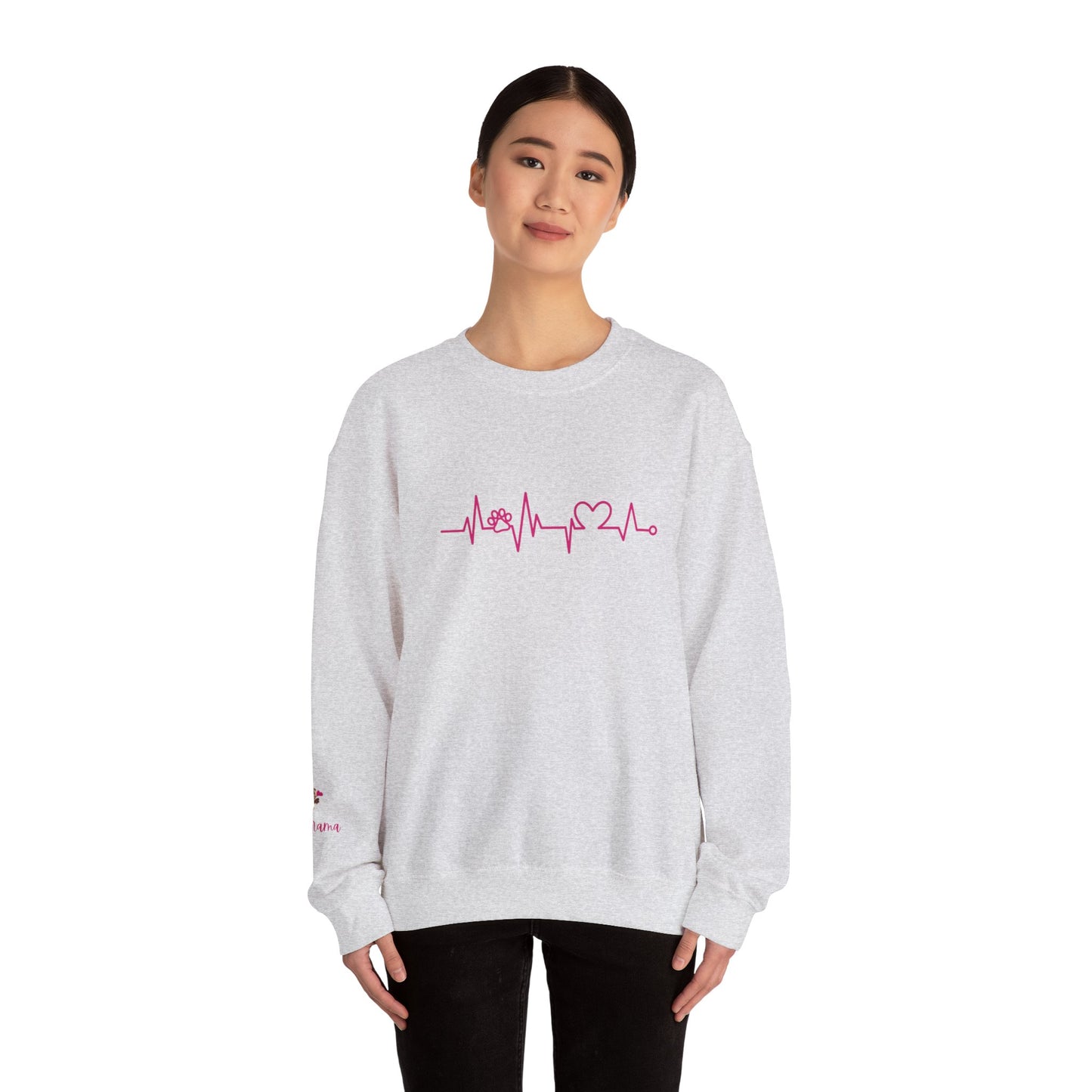 Dog Lover Heart Beat Paw Sweatshirt - Customizable Unisex Crewneck