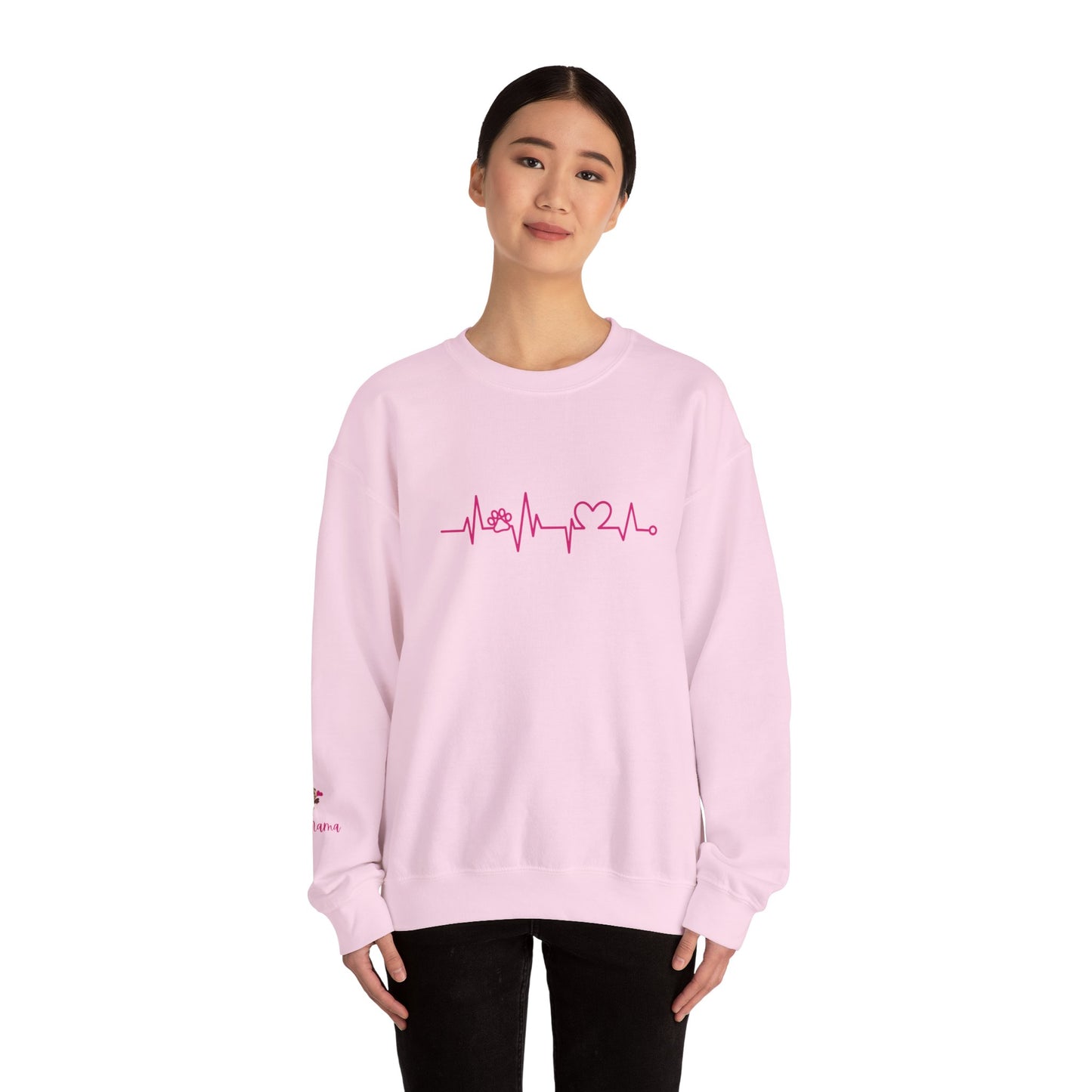 Dog Lover Heart Beat Paw Sweatshirt - Customizable Unisex Crewneck