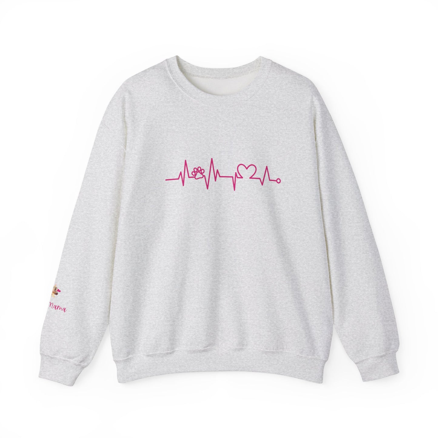 Dog Lover Heart Beat Paw Sweatshirt - Customizable Unisex Crewneck