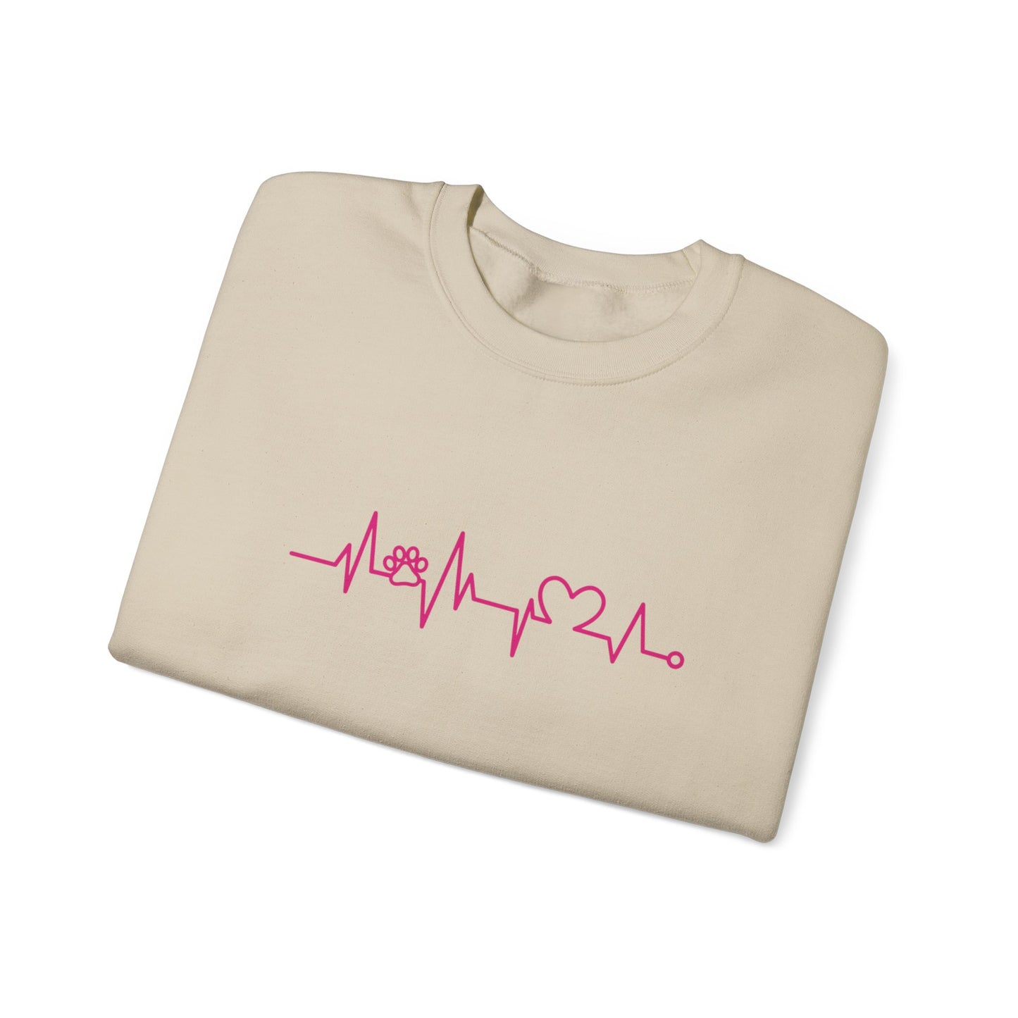 Dog Lover Heart Beat Paw Sweatshirt - Customizable Unisex Crewneck