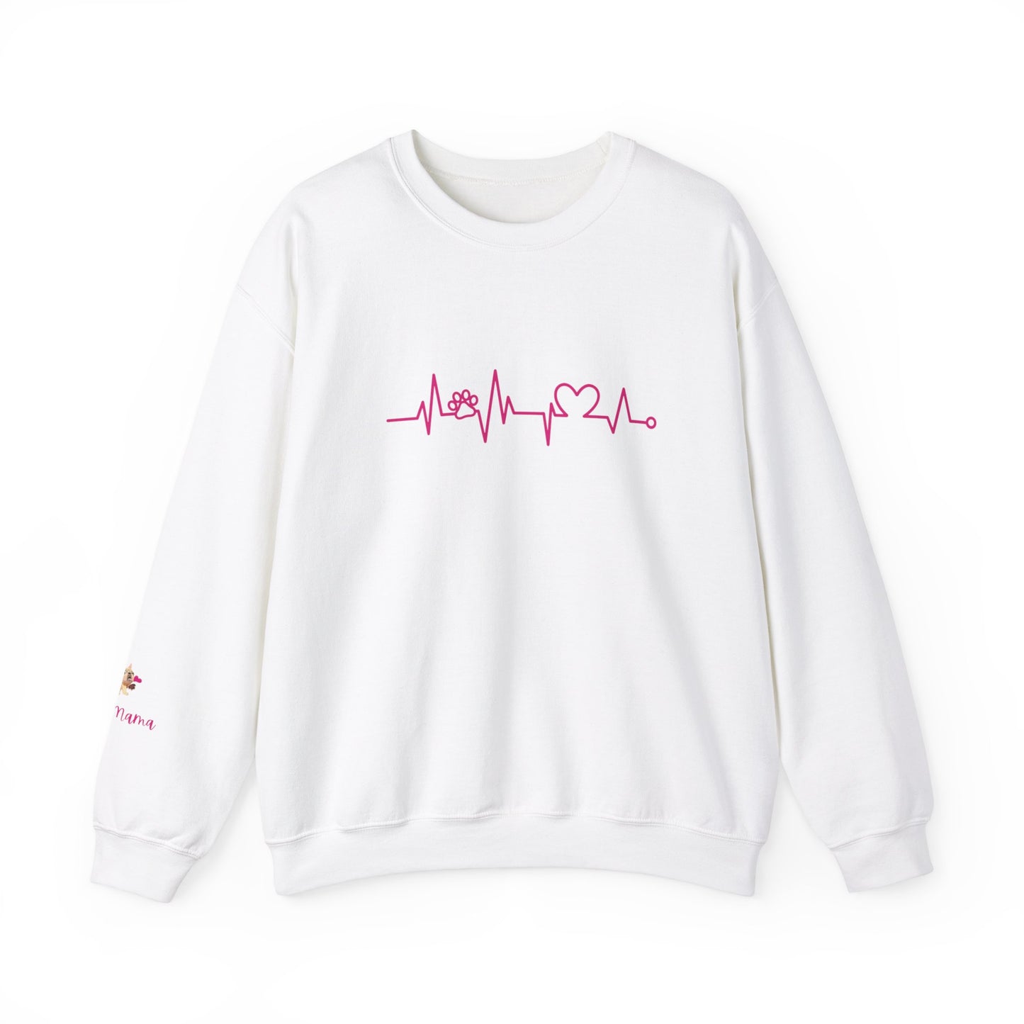 Dog Lover Heart Beat Paw Sweatshirt - Customizable Unisex Crewneck