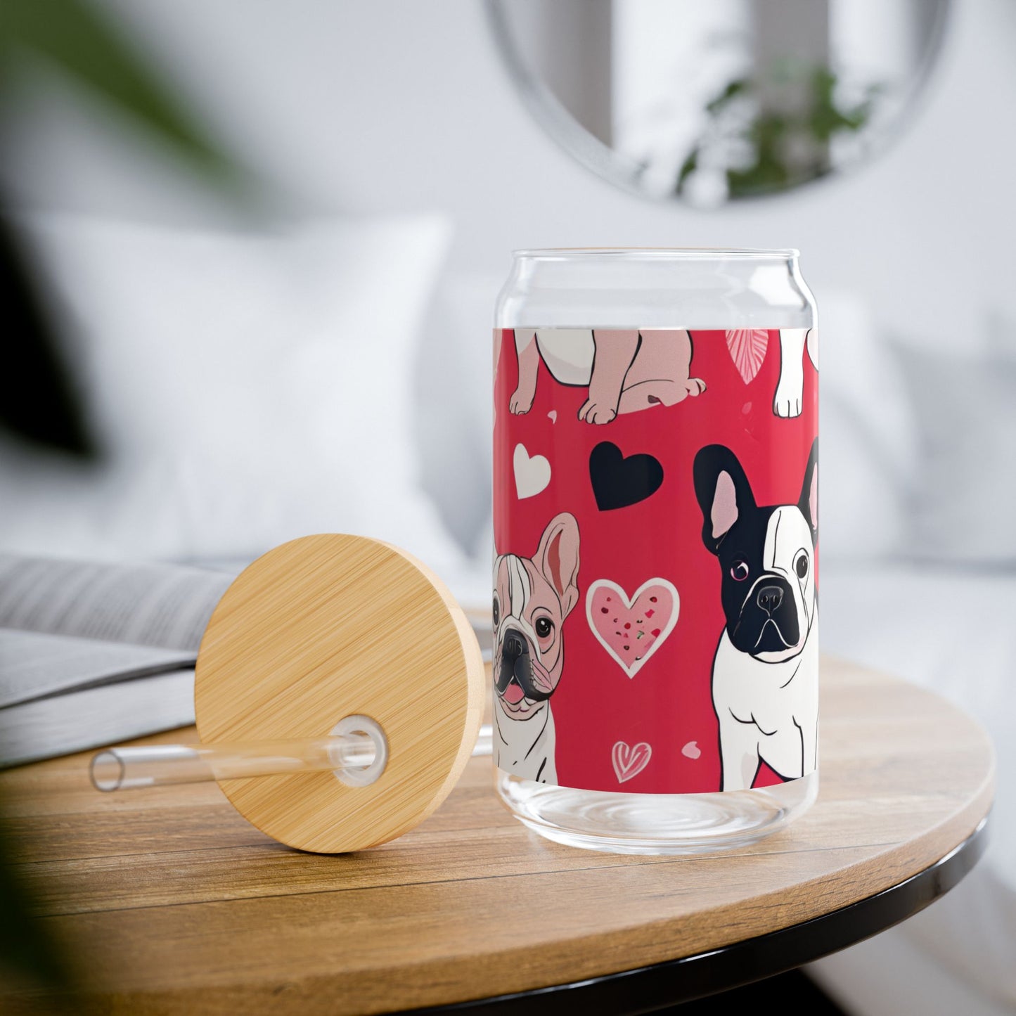 Sipper Glass French Bulldog Lover - Valentine's Day Gift