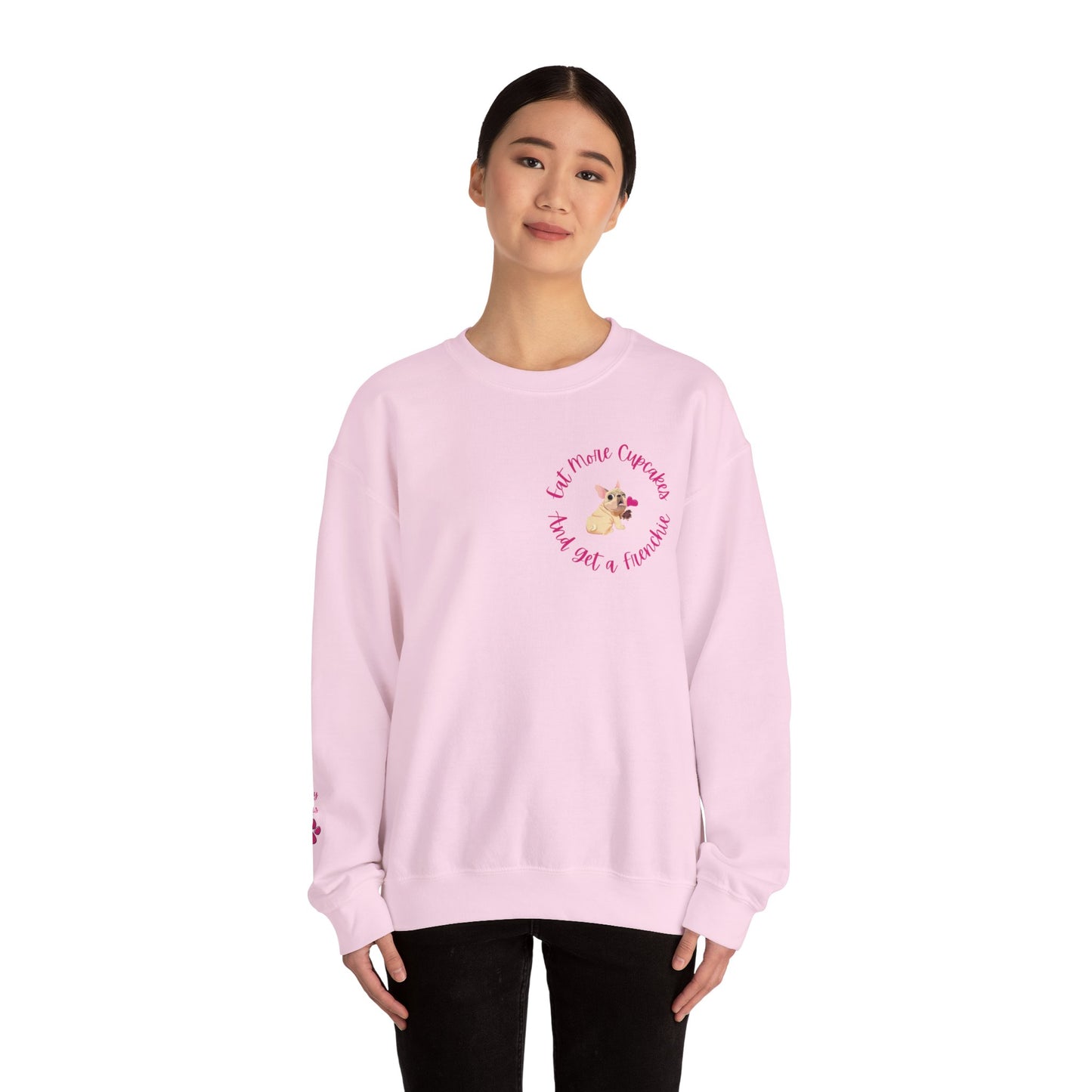 French Bulldog Lover Customizable Sweatshirt - Eat More Cupcakes Design