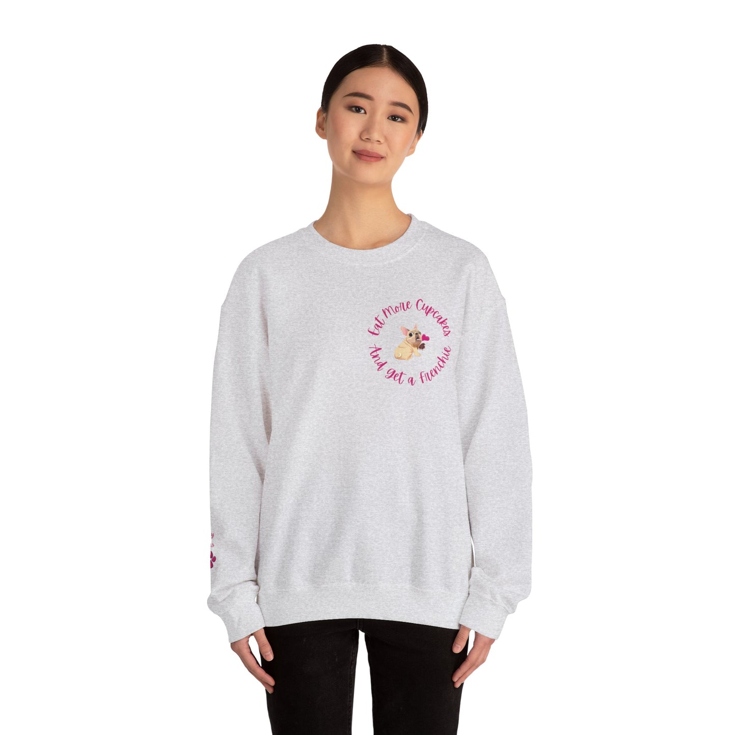 French Bulldog Lover Customizable Sweatshirt - Eat More Cupcakes Design