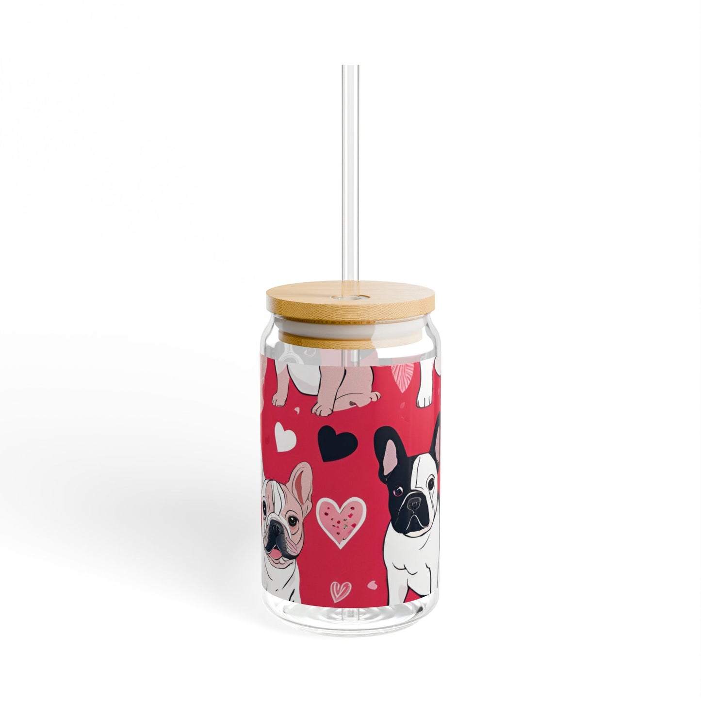 Sipper Glass French Bulldog Lover - Valentine's Day Gift